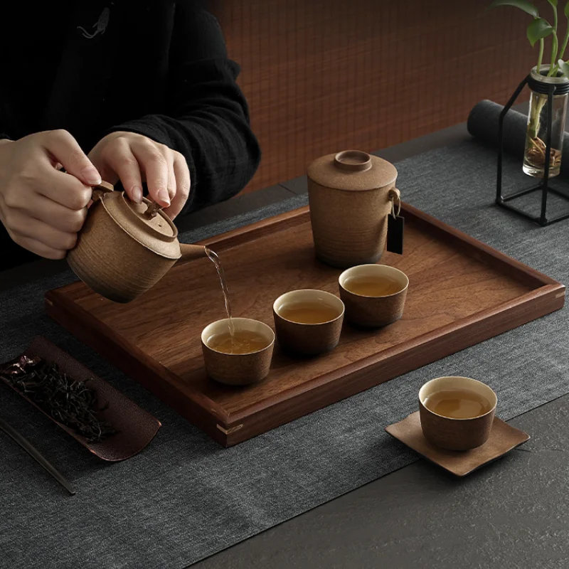 Simple Solid Wood Tea Tray Household Wooden Tray Living Room Snacks Snack Tray Pot Bearing Dry Bubble Table