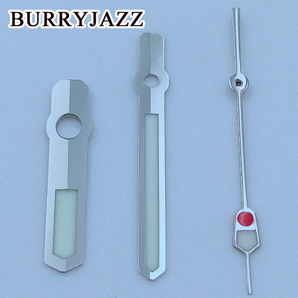 BURRYJAZZ NH35 NH36 NH38 7S26 7S36 4R35 4R36 Watch Hands Silver Gun Hands Green Luminous