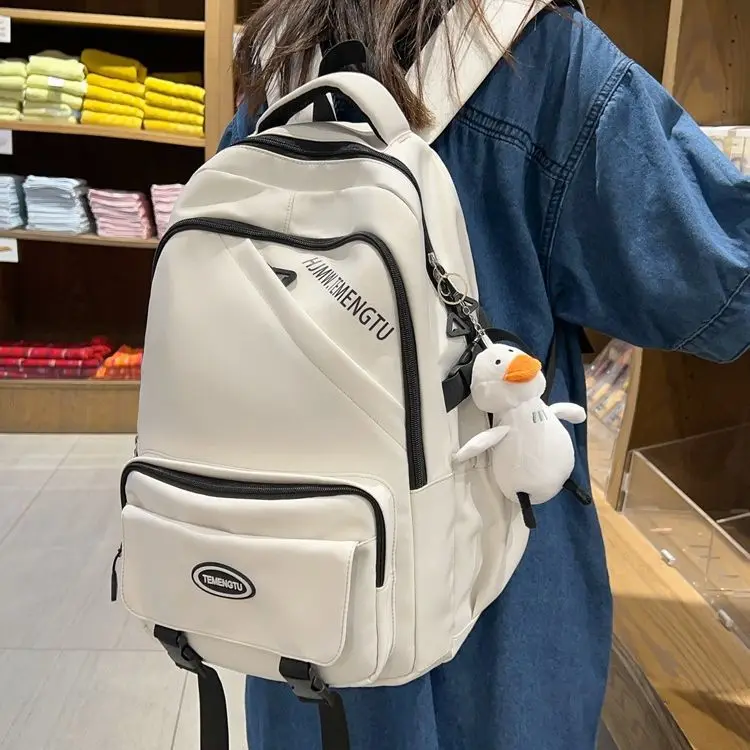 Classic Large Capacity Backpack for High School Students Lightweight Contrast Colored Bag for Middleschool College