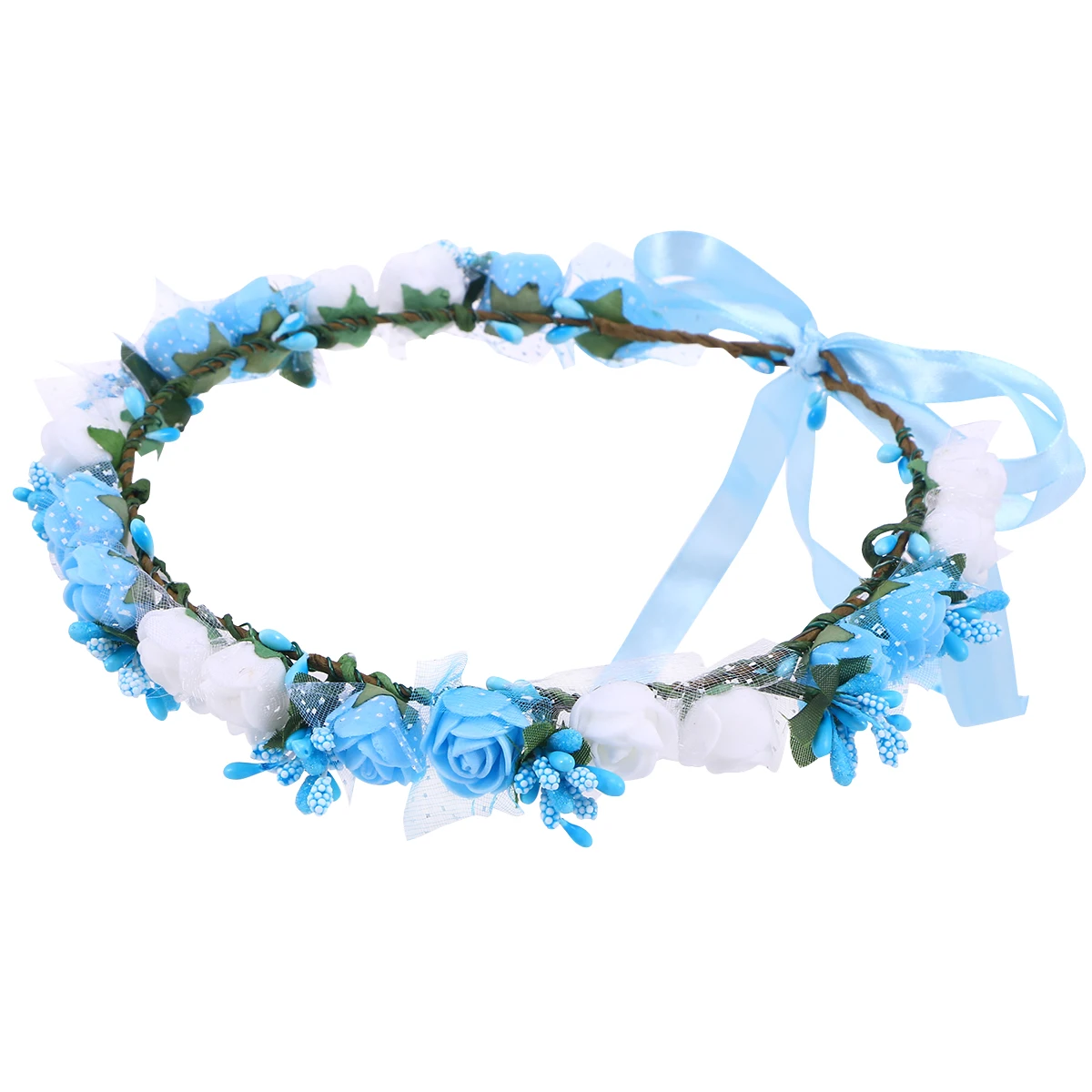 

Adjustable Wedding Floral Headband Crown Garland Hairband For Beach Bridal Party Photo Prop Bloom Unfading Headpiece Hair