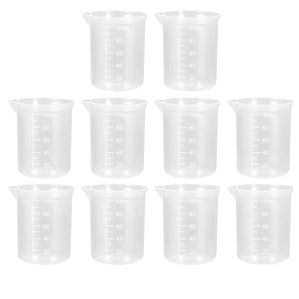 

10 Pcs Liquid Measuring Cups Plastic Household Transparent Measure with Scale Beaker Clear Graduated Beakers