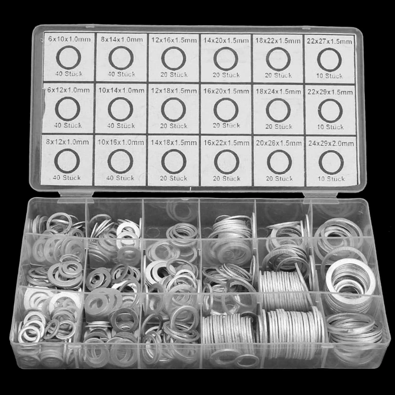 450 Pcs Corrosion-resistant Automobile Engine Oil Drain Plugs Aluminum Compression Gaskets Replacement Parts Silver