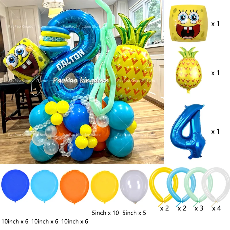 Cartoon SpongeBob Party Balloon Kit Kids Cartoon Birthday Party Decor Supplies SpongeBob Ball Foil Balloons view 5