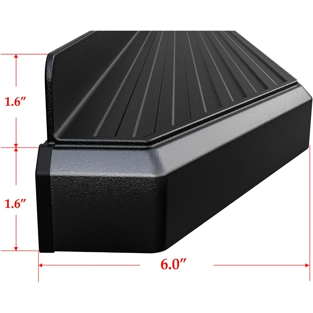 6 بوصة (أسود الفولاذ المقاوم للصدأ نمط مسطح) لوحات الجري Nerf القضبان خطوات جانبية خطوة السكك الحديدية متوافقة مع Ram 1500 2019-2025 Crew