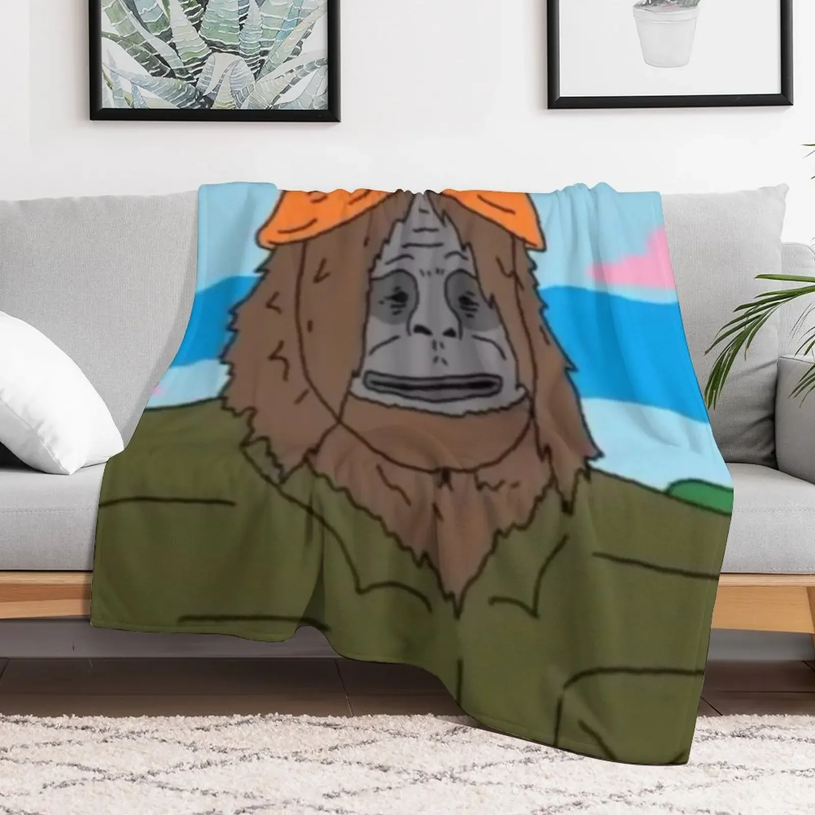 Sassy The Sasquatch Throw Blanket Flannels warm winter funny gift Decoratives Blankets