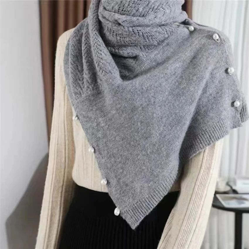 2024 Spring Autumn New Women's Knitted Shawl Cloak Multifunctional Warm Scarf Versatile Scarf Ponchos Capes Cardigan Khaki