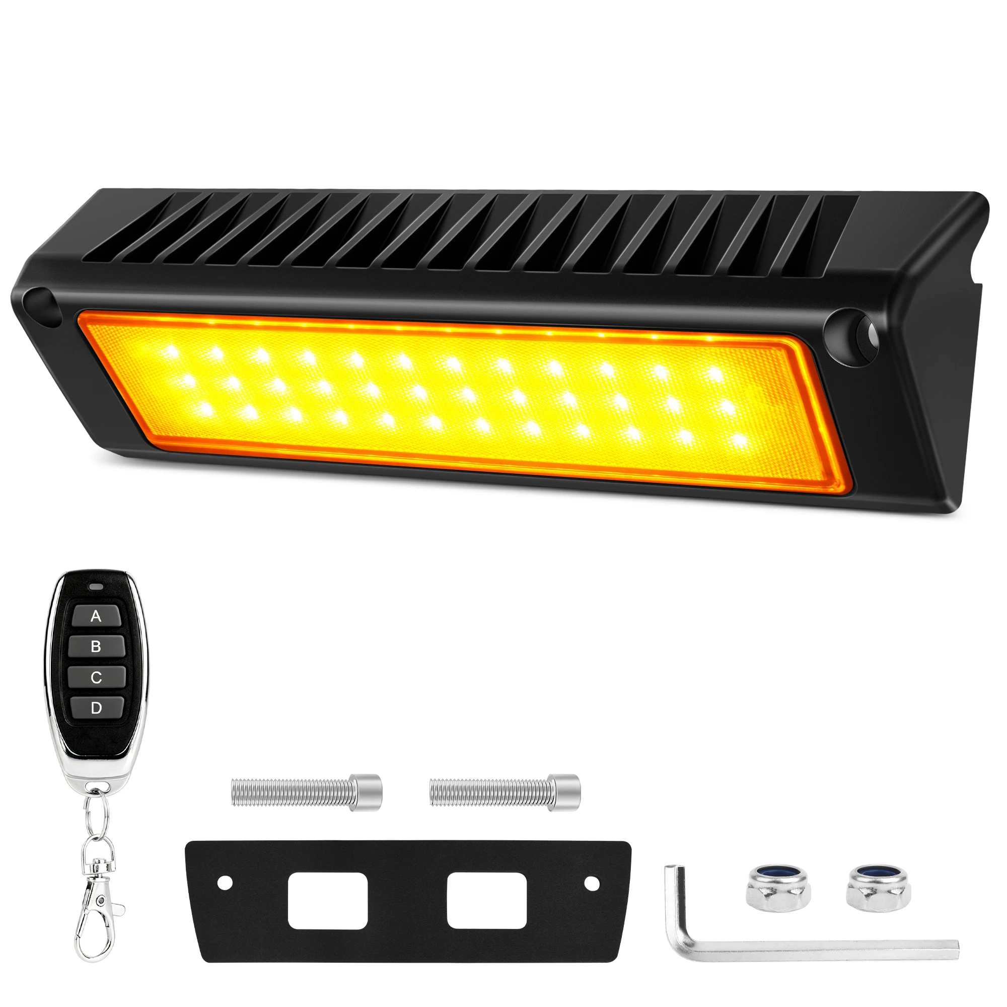 MICTUNING  RV Exterior Light 9 Inch Porch Lights with Remote， 12V 24V White & Amber Dual Color,IP67 Waterproof Aluminum for RVs
