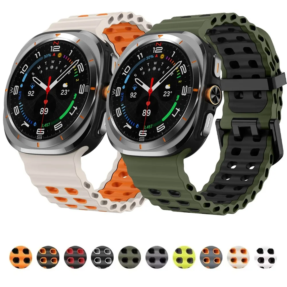 Silikonarmband für Samsung Galaxy Watch 8 Ultra 47 mm Smartwatch, atmungsaktives Band für Galaxy Watch 8-7 Ultra 47 mm, Zubehörgürtel