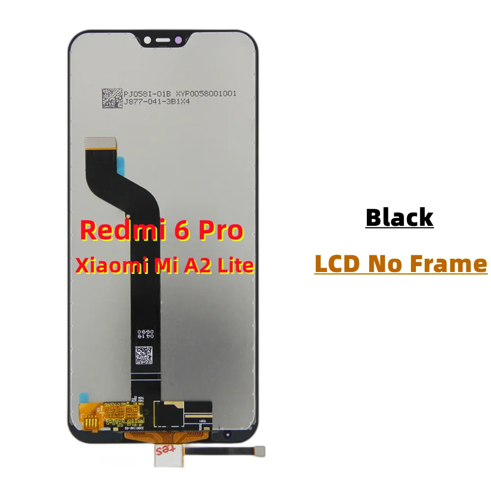 LCD with Frame for Mobile Phone Display, Touch Screen Digitizer Assembly Replacement, Xiaomi Mi A2 Lite, Redmi 6 Pro, Original