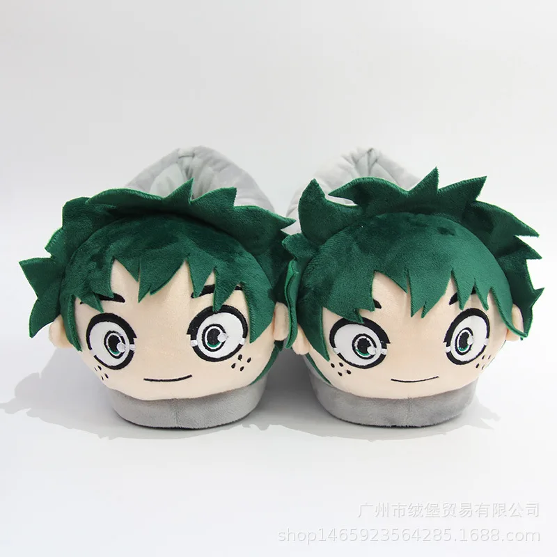 Anime My Hero Academia Deku Plush Slippers Autumn and Winter Men\'s Home Warm Soft Filled Cotton Slippers