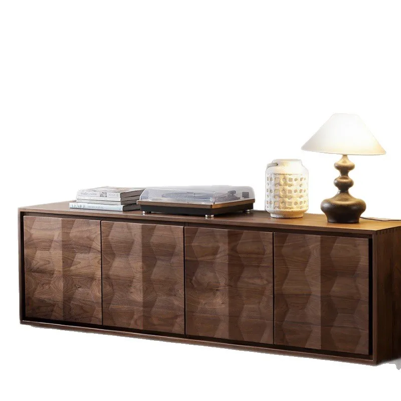 cabinet, living room against the wall, locker, side cabinet, North American black walnut retro wood storage TV cabinet