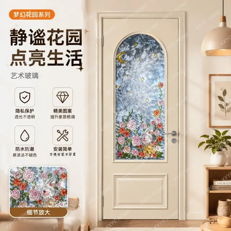 XH bathroom door art stained glass custom bedroom casement door glass window interior door