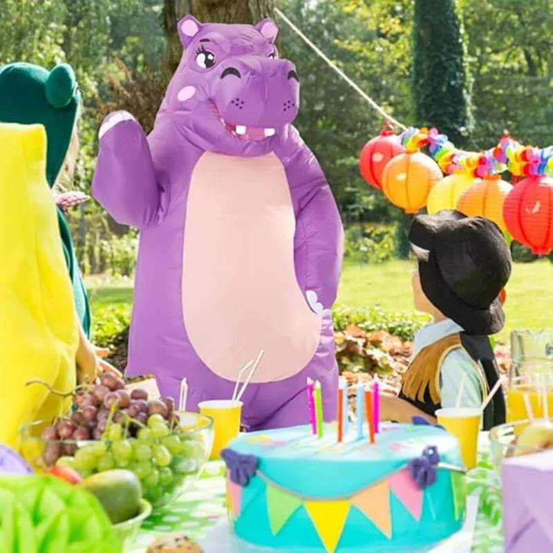 زي فرس النهر القابل للنفخ للهالوين، مجموعة تزيين الحيوانات الممتعة، دعائم حفلات الهالوين وأعياد الميلاد، هدية