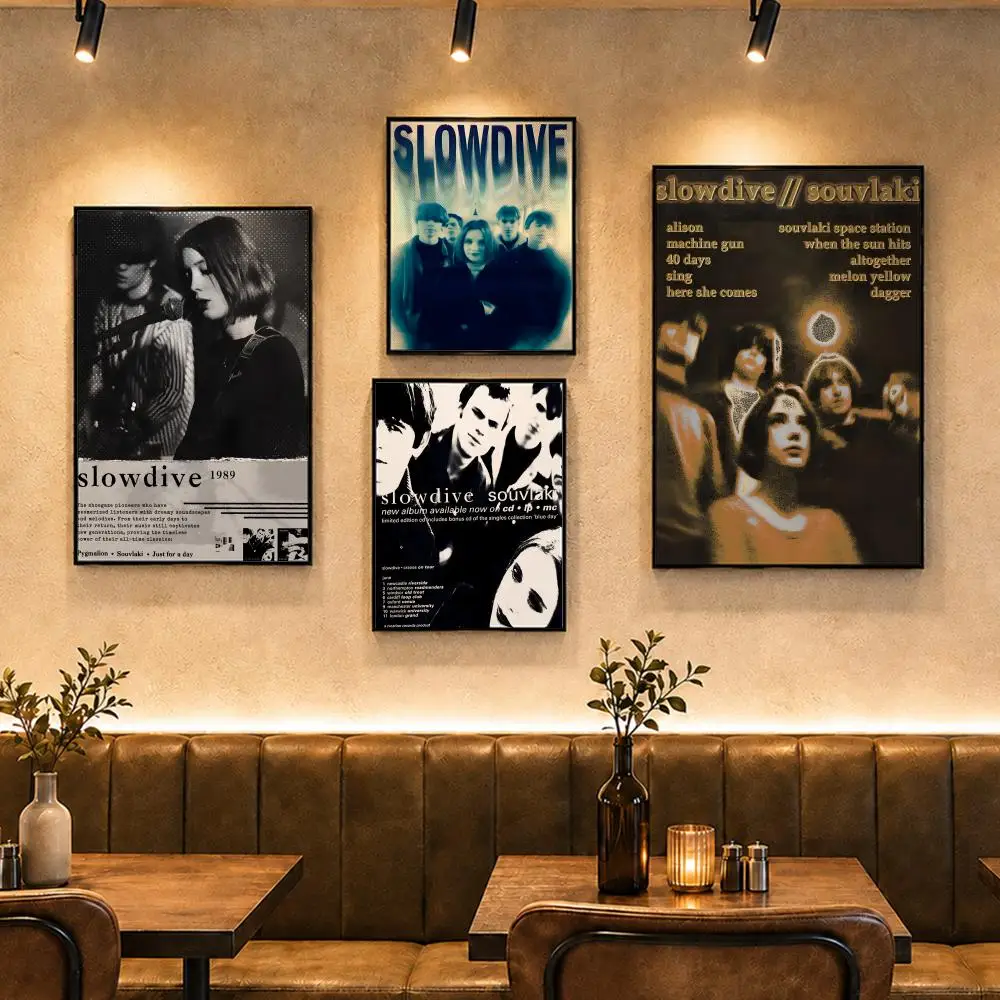 Shoegaze Band S-SlowdiveS Poster Vintage Retro Anime Poster Stickers Peel and Stick Wall Art Home Decor