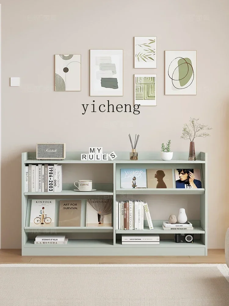 i10.9-Retro Green Bookcase Magazine Cabinet American Living Room Bookshelf Hallway Sofa Side Cabinet