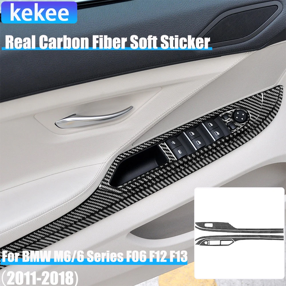 

Real Carbon Fiber Car Accessories Window Lifting Trim Cover Soft Sticker For BMW 6 Series/M6 Coupe F12 F13 M Sport 2011—2018