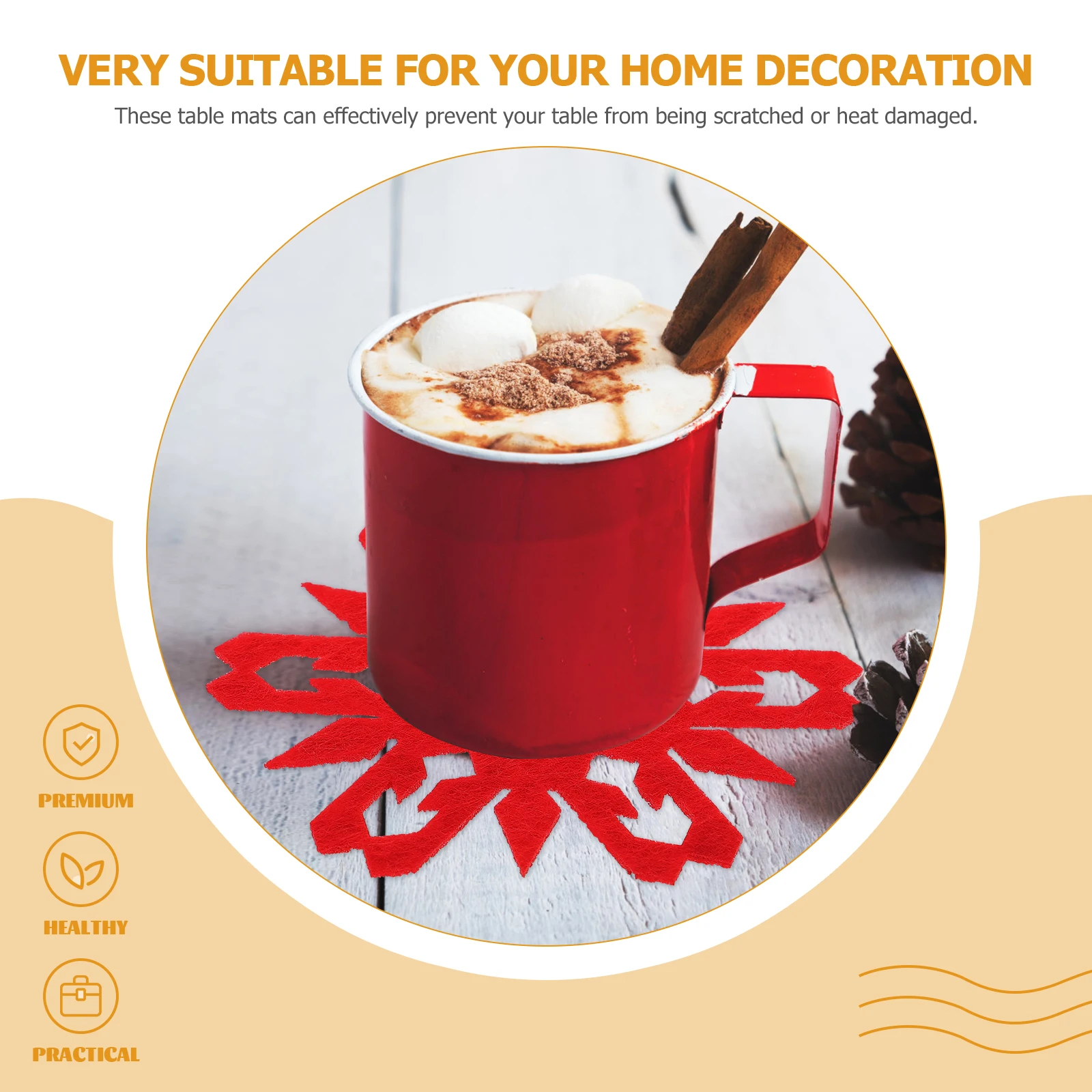 

12pcs Placemat Christmas Coaster Cup Pad Anti Skid Table Mat Felt Cloth Christmas Coaster Home Decor Heat Resistant