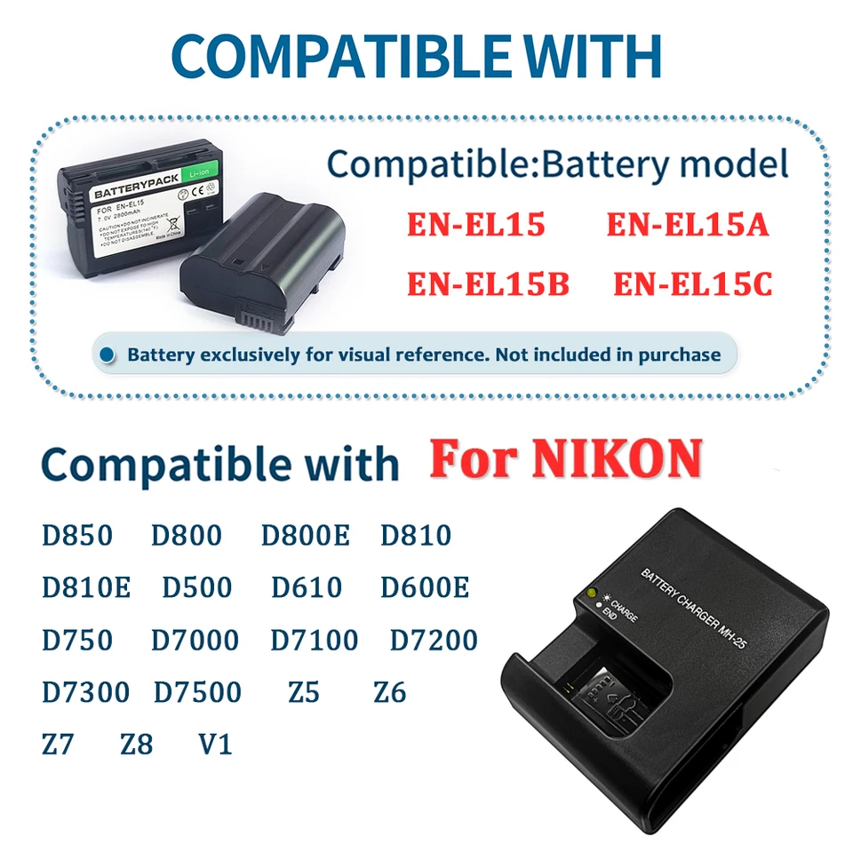 MH-25 MH-25A Charger for Nikon EN-EL15 EN-EL15B ENEL15C ENEL15