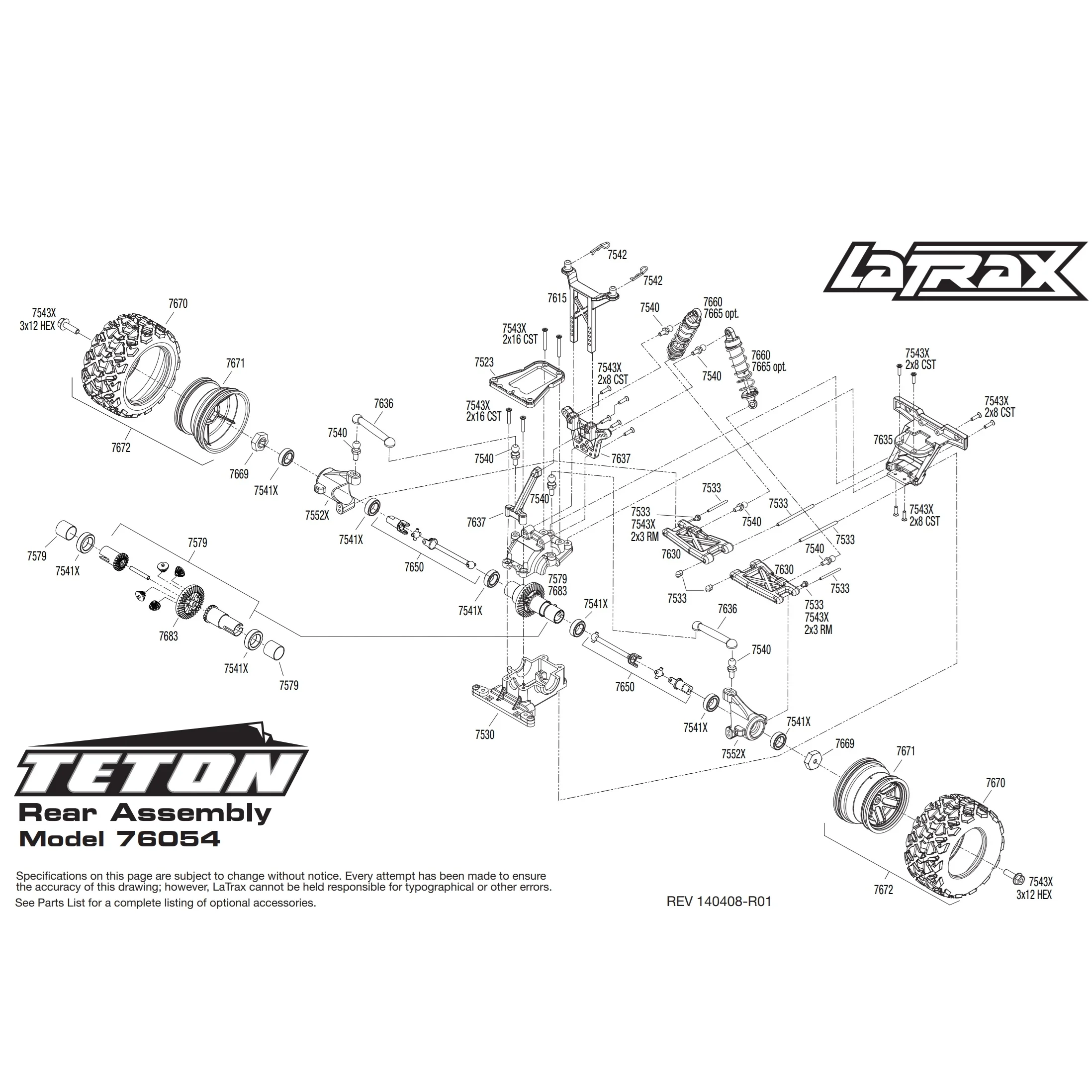 TRAXXAS 7532 Plastic Front Caster Steering Blocks LaTrax Teton 1/18 RC Car Part