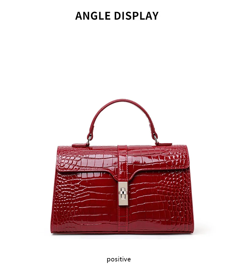 Aidrani Damen Echtleder-Umhängetasche mit Klappdeckel - Crossbody- und Schulterstil, Krokodilmuster-Kissen-Tasche – Detail 8