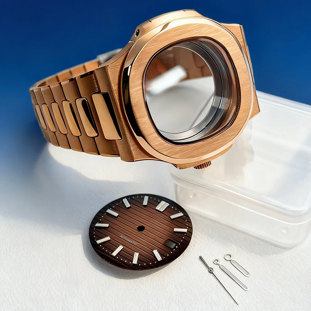 

Высококачественный корпус и ремешок из нержавеющей стали цвета розового золота, диаметр 42 мм, циферблат 30,5 мм, часовые стрелки, подходит для часов с механизмом NH35, аксессуары для часов.