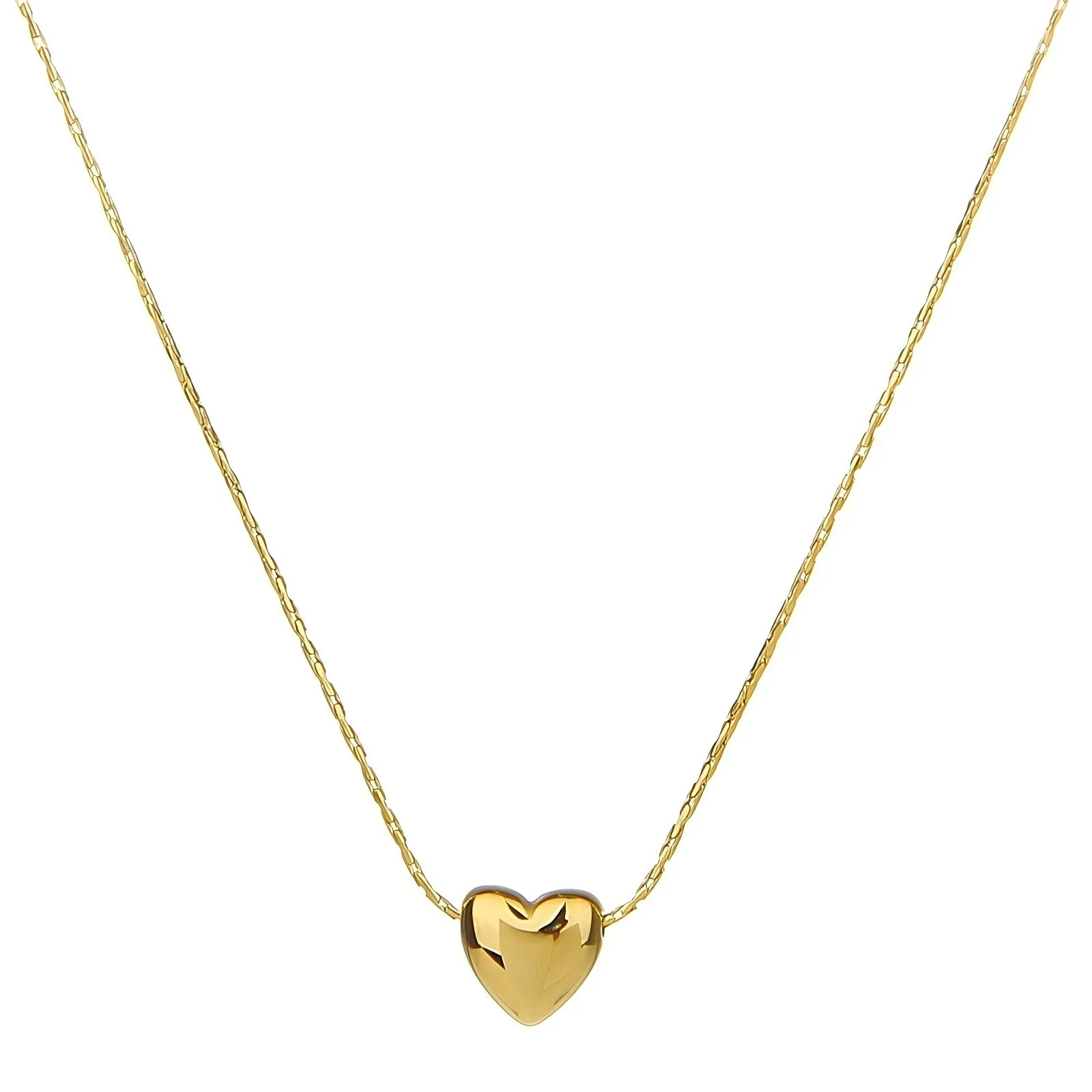 Exquisite Mini Small Heart Pendant Necklace for Women Anti-Tarnish 18K Gold Plated Clavicle Chain Minimalist Jewelry
