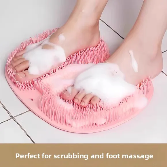Silicone Bath Foot Scrubber Pad Massage Mat Home Bathroom Foot Cleaning Tool Back Scrubbing Brush Lazy Person Bath Tool
