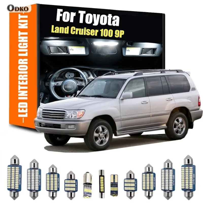

Для Toyota Land Cruiser 100 9 шт. автомобильные светодиодные внутренние лампы комплект купольной лампы для чтения багажника автомобильные фары сигнальная лампа