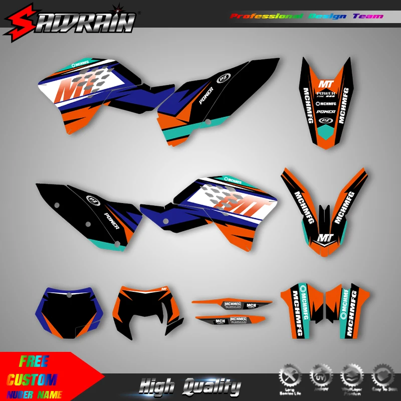 Sawrain For KTM 07-10 SXF 08-11 EXC Motorcycle Sticker Custom Team Graphics Decals Kit