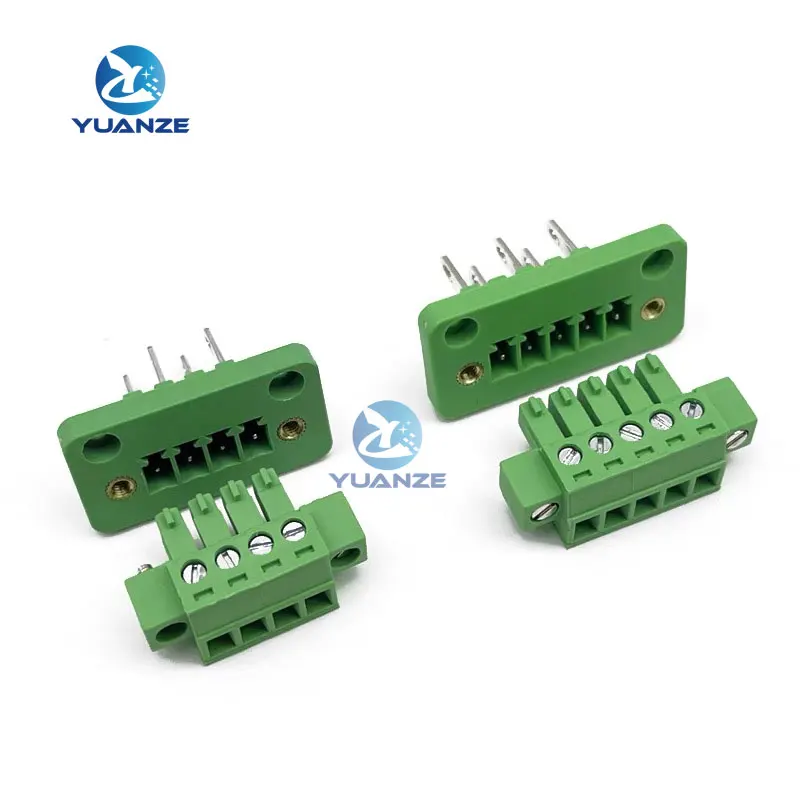 5Sets 3.81MM Pitch Through Wall Plug in Terminal Blocks 15EDG 3.81 2/3/4/5/6/7/8pin Plug + Pin Header Socket Set