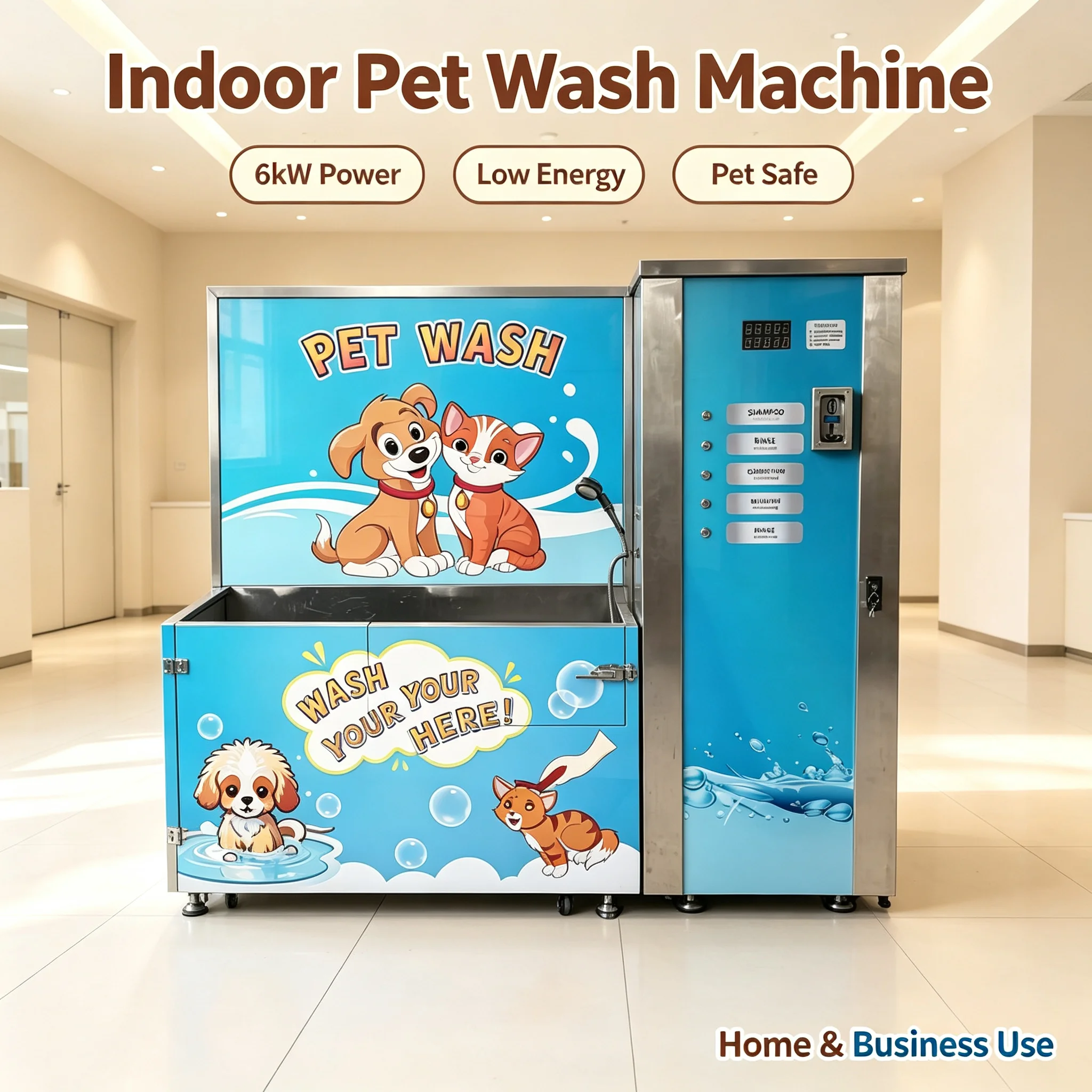 Portable Pet Washing Machine, Custom Energy‑Saving Bathing Unit for Indoor Pet Grooming Retail Booth Application Custom