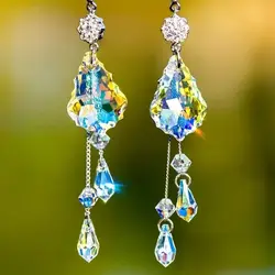 Crystal earrings online celebrity long drop tassel earrings