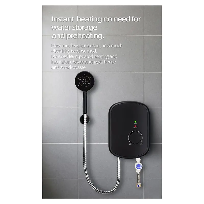 Removable Compact Kitchen Aid Instant Demand Water Heater With Bathroom Shower Head And Temperature Control AD