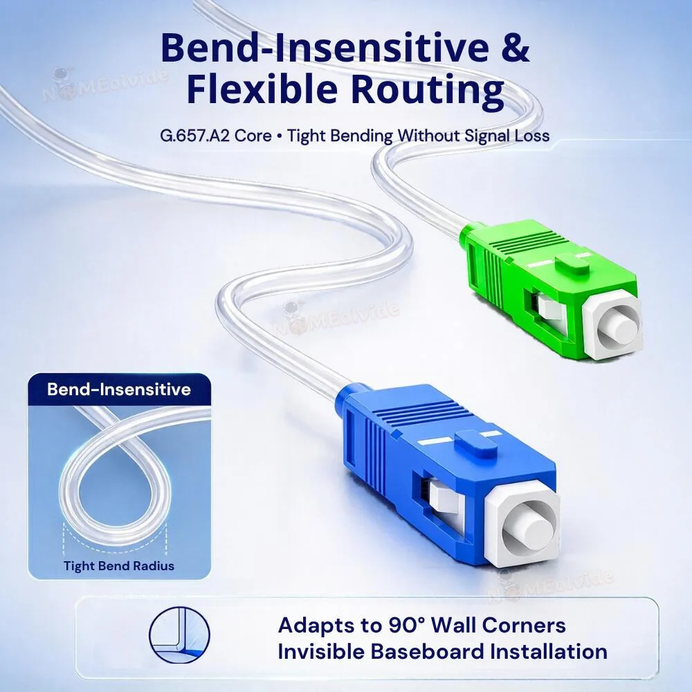 SC UPC APC Indoor Transparent Fiber Optic Cable G657A2 Invisible Singlemode Single Core Jumper Household Extension line