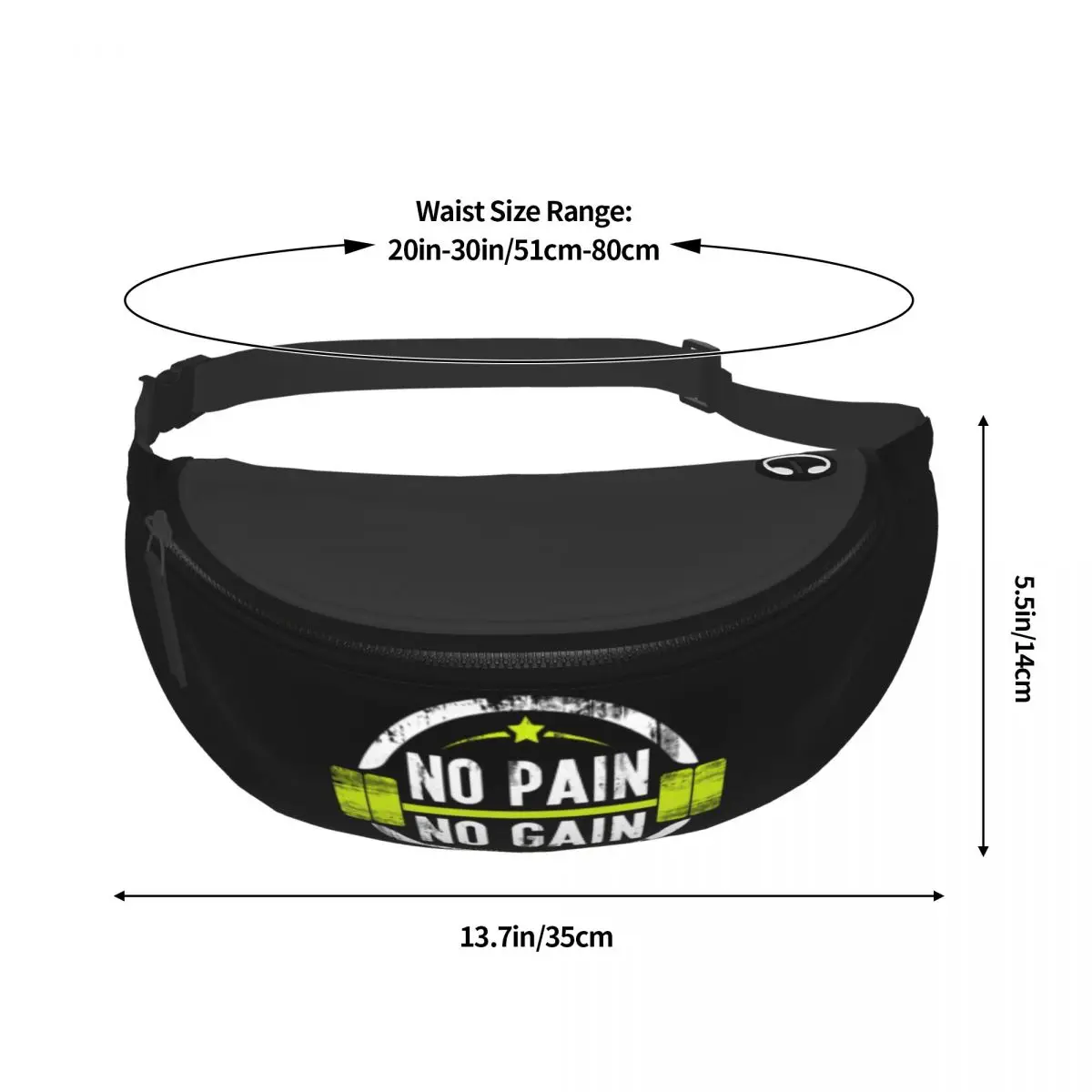 No Pain No Gain Fitness Gym Fanny Pack Men Women Cool Bodybuilding Lover Crossbody Waist Bag for Running Phone Money Pouch