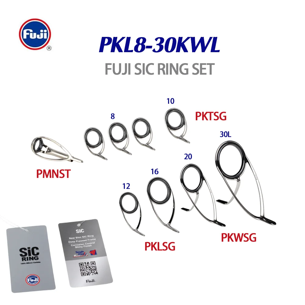 FUJI SIC Ring Guide Set for Fishing Rod KT KW Stainless Steel Silver Frame Medium Heavy Duty Building DIY Repair Kit Parts