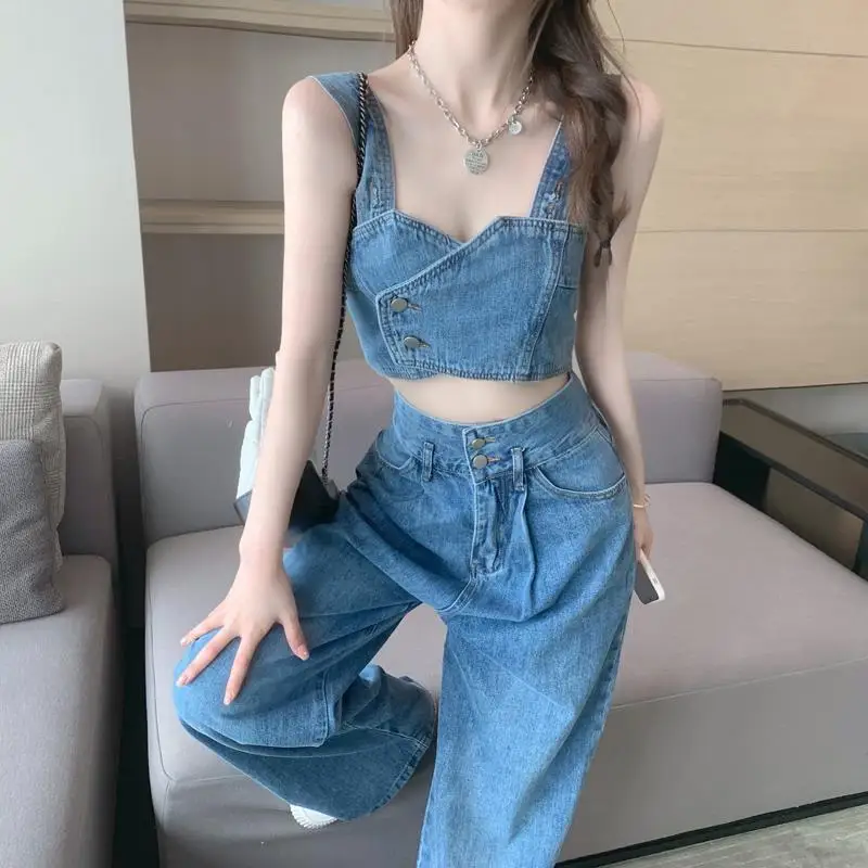 Wide Leg Ladies Trouser Chic and Elegant Comfortable Outfit Korean Style Cheap Promotion Groups of Women's Pants Two Piece Set