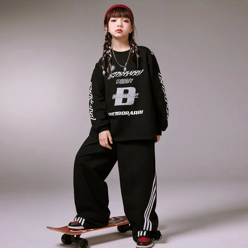 Boys Hip Hop Oversize Shirt Street Dance Pants Girls Streetwear Tops Joggers Denim Baggy Clothing Kids Jazz Showing Costumes