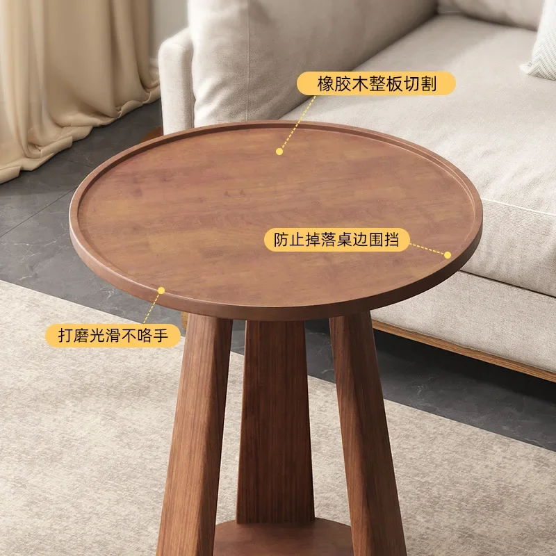 Nordic Minimalist Oak Sofa Round Side Table Solid Wood Tripod Coffee Table Movable Living Room Bedroom Bedside Corner Table