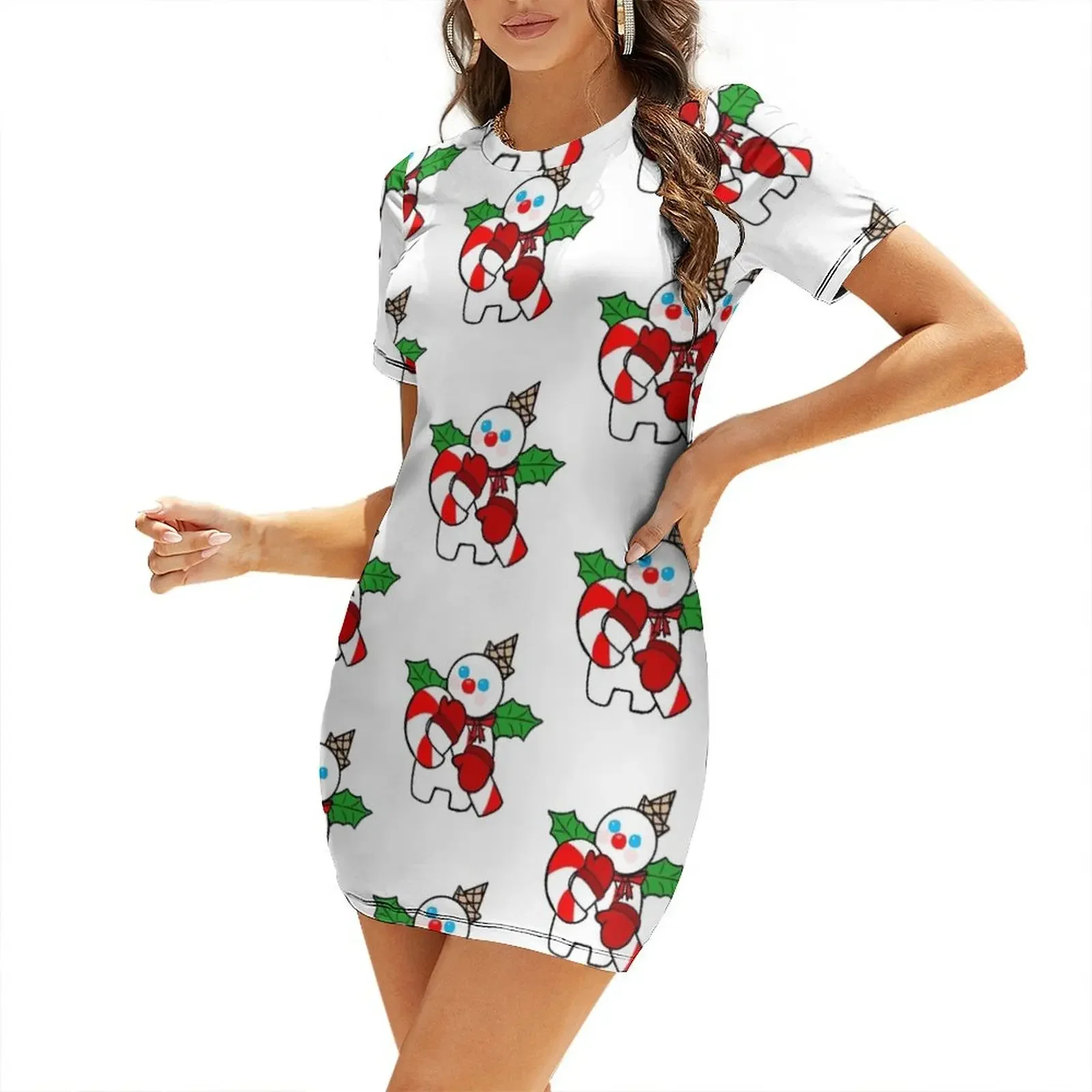 

Mr. Bingle with Candy Cane Short-Sleeved Dress Women's skirt Women's dress dresses ladies 2025 summer Dress