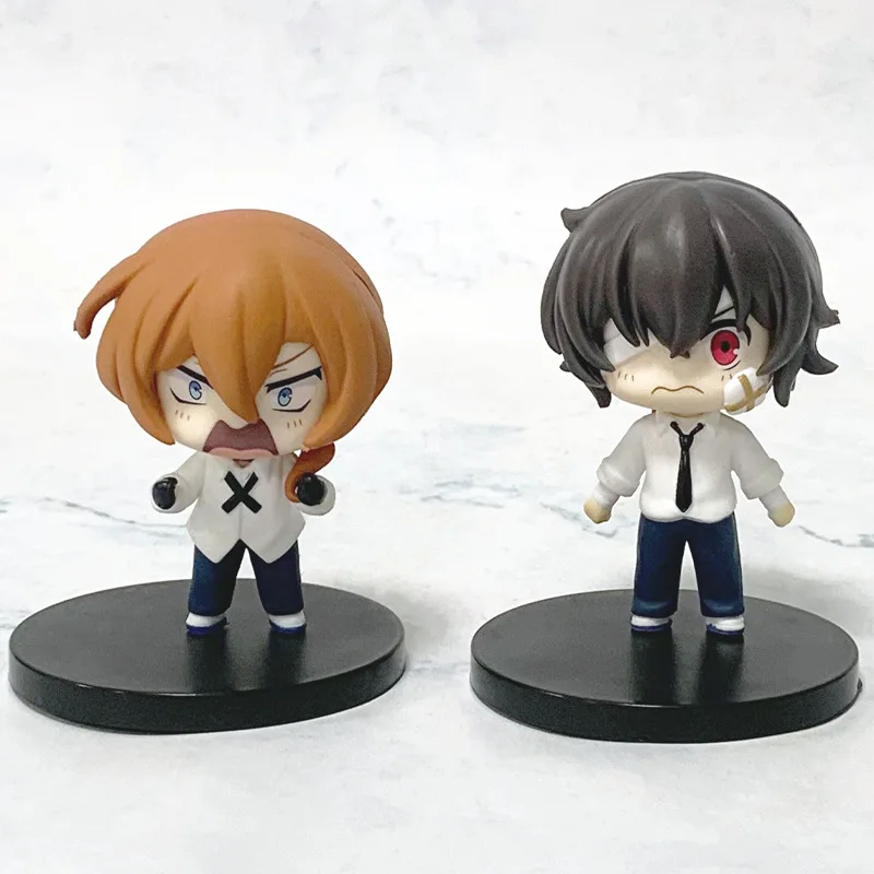 

Cute Bungo Stray Dogs Dazai Osamu Nakahara Chuya Japanese Anime Figure Q Desktop Ornament Toys Children'S Toy Gifts