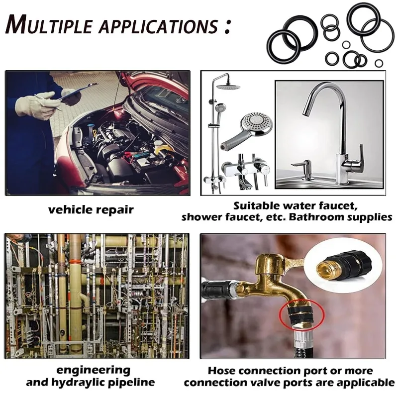 1540개 O 링 와셔, 미터법 니트릴 고무 오링, 자동차 수도꼭지, 고압 세척기, 배관, 공기, 가스 수리용 4개 선택 가능