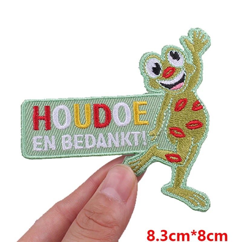 Nederland Oeteldonk embleem geborduurde patches voor kleding DIY Nederland carnaval kikker geborduurde patch opstrijkbare patches