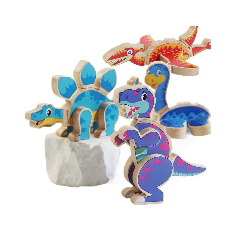 

Gifts Dinosaur Puzzles For Kids Three-Dimensional Building Blocks With Magnet Kindergarten Small Wooden Puzzle Education Toys