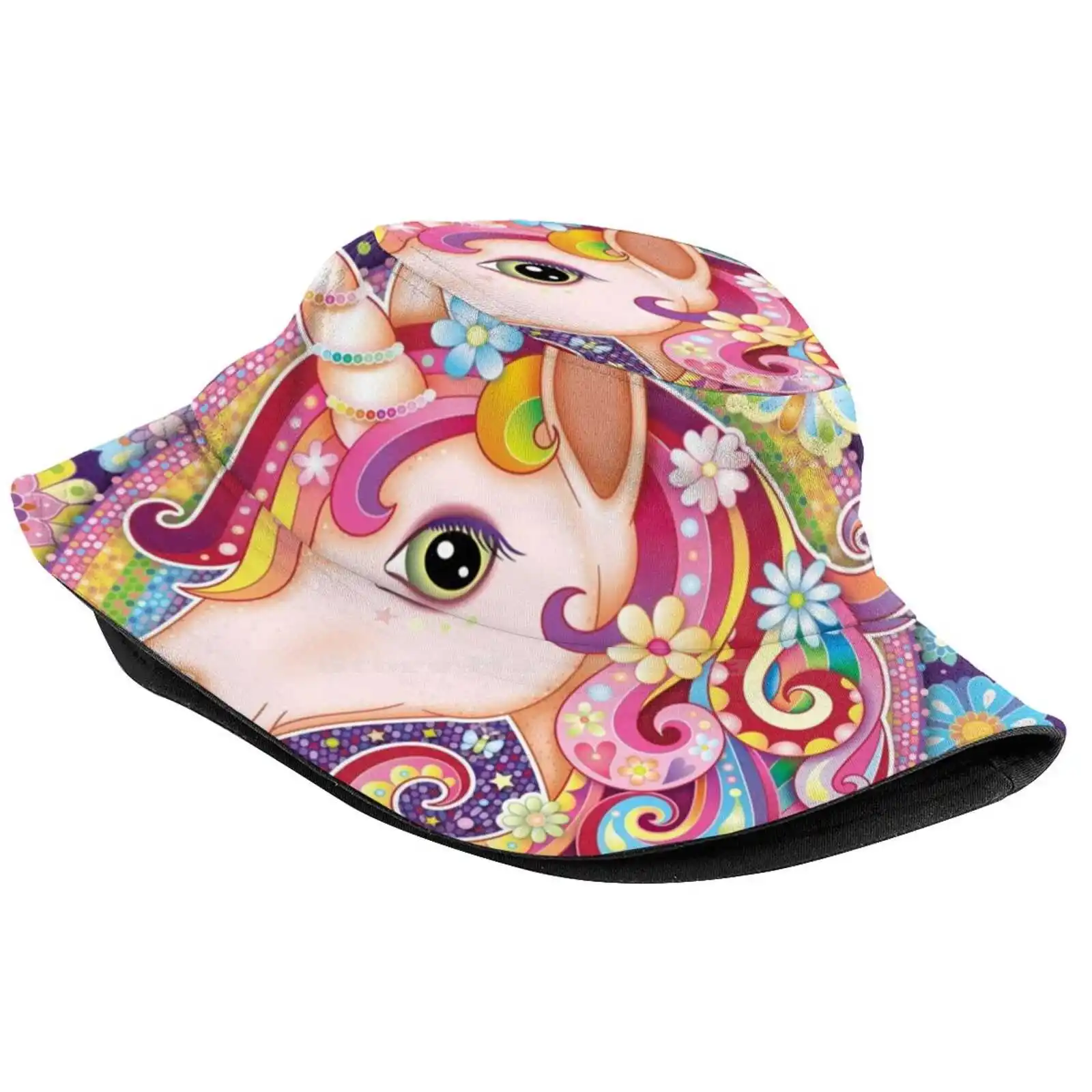 Unicorn Rainbow Art - Colorful Unicorn Art By Thaneeya Mcardle Sun Cap Fisherman Hat Bucket Hats Unicorn Rainbow Flowers