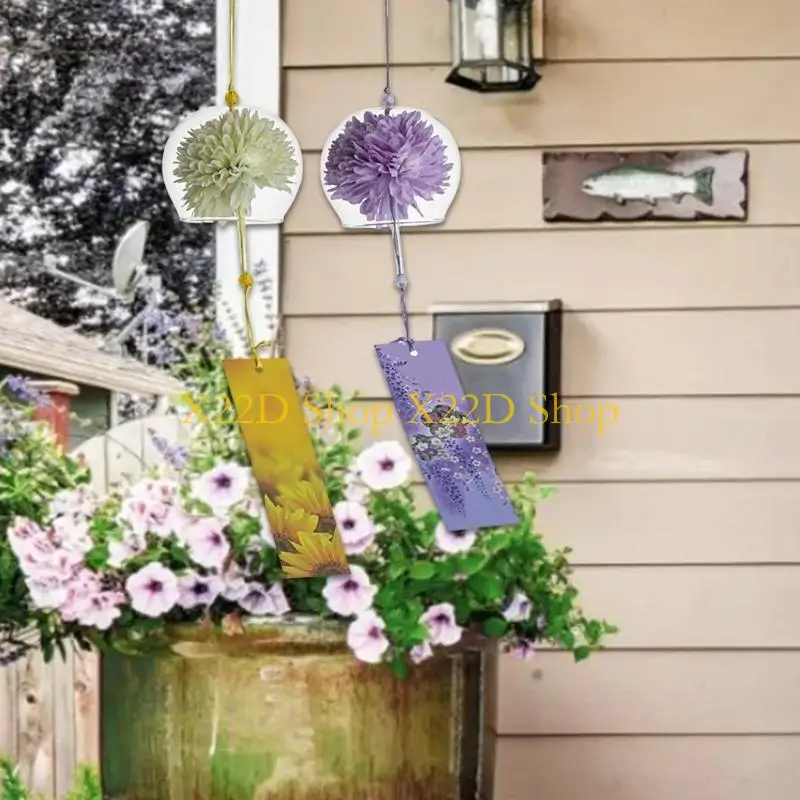 X22D Beautiful Pink Flower Wind Chimes With Clear Melodics Tone for Birthday Gift,