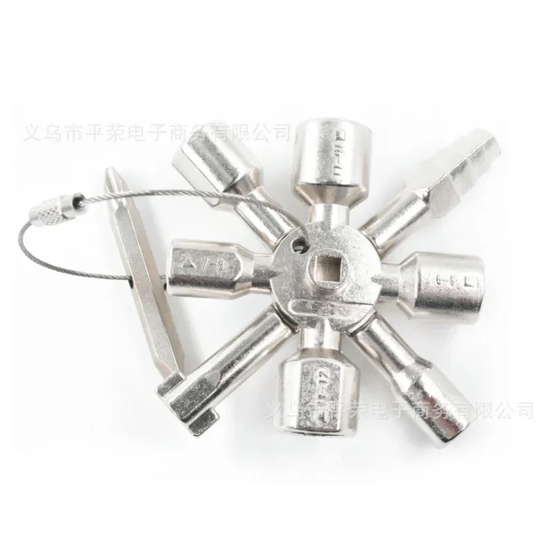 Triangular key wrench in multifunctional electric control cabinet elevator water meter valve 10-in-one cross key