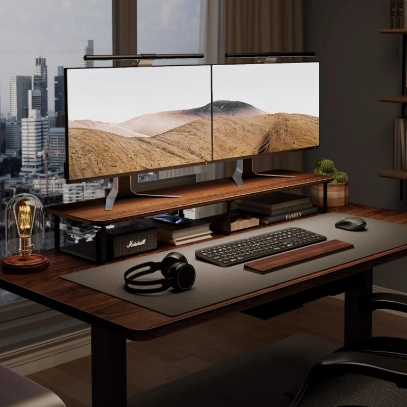 

‌ Эргономичная подставка для монитора, настольный органайзер из цельного дерева, основание полки с двойным экраном, расширенная нескользящая платформа для рабочей станции