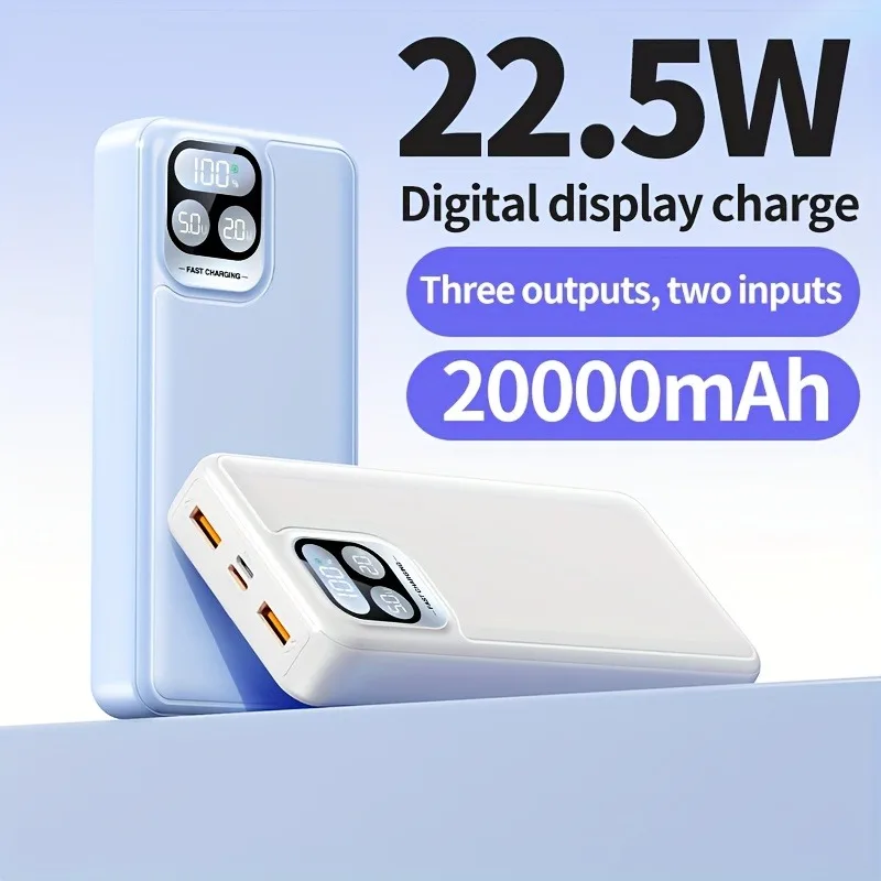 Power Bank da 10000 mAh/20000 mAh con display digitale, uscita 22,5 W, batteria ausiliaria portatile, portatile per viaggi e uso quotidiano