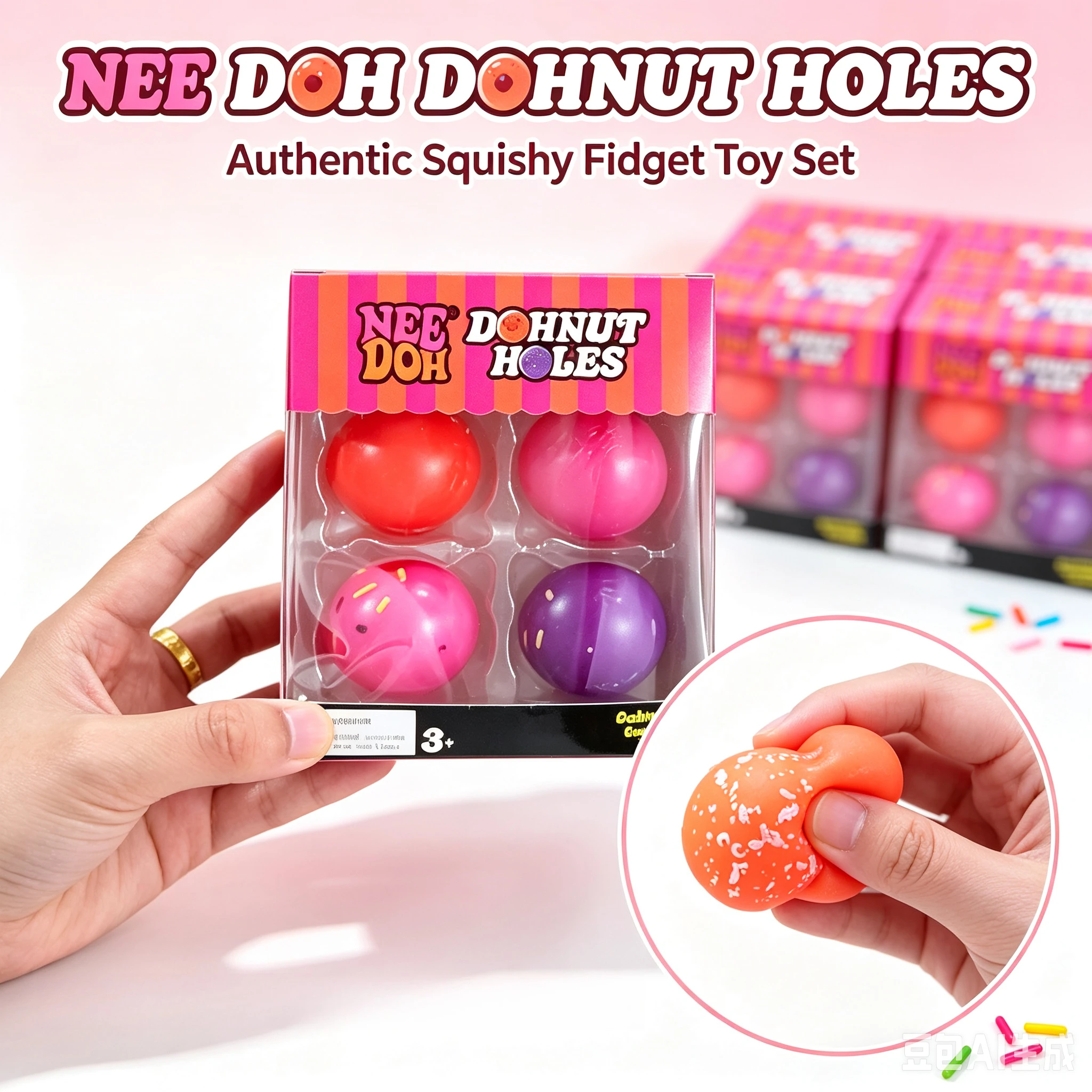 Nouvelle balle anti-stress Schylling NeeDoh Donut à petit trou, à récupération lente, jouet anti-stress pour enfants et adultes